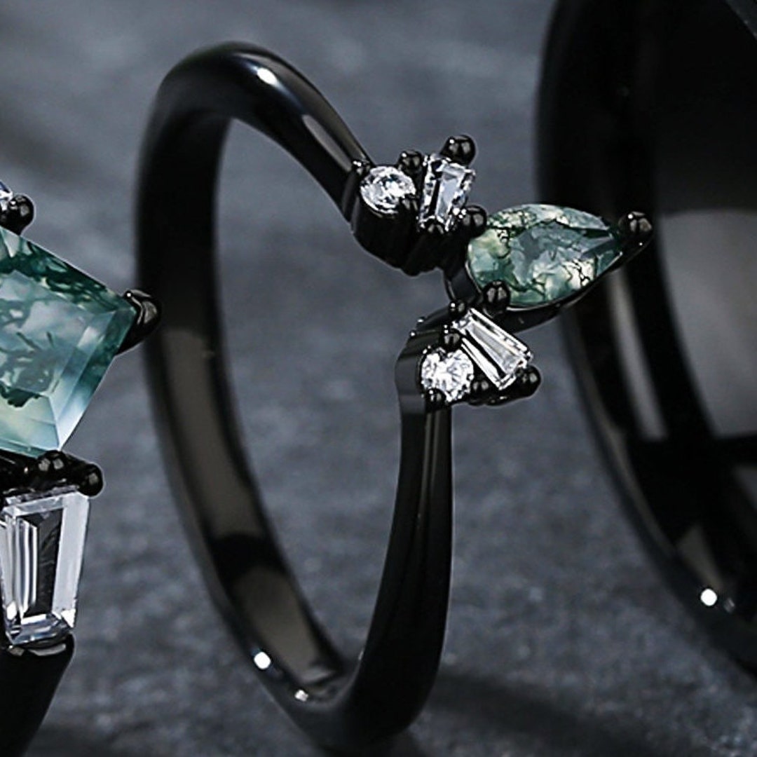 Moss Agate Stackable Ring: Orion Nebula Ring Enhancer - Etsy