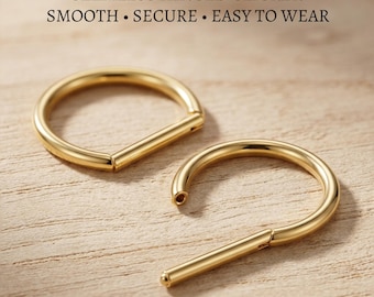 Implant Grade Titanium D Shape Hoops, 16G 18G Delicate Clicker Huggie Hoop, No Back Huggie Earrings, Sleeper Hoops, Hypoallergenic