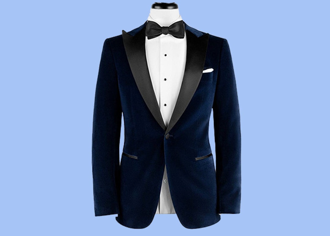 Men's Tuxedo Jacket Blue Velvet Tuxedo Coat One Button Etsy
