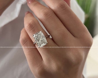 7 Carat Elongated Cushion Lab Grown Diamond Solitaire Ring / F VS1 IGI Certified Elongated Diamond Engagement Ring / Huge CVD Lab Diamond