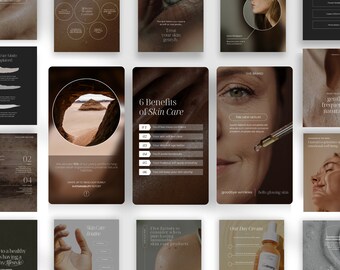 Skincare Instagram Templates: Modern Social Media Branding (Canva, 50 Posts)