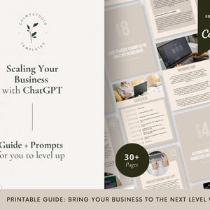 ChatGPT: Ideas para negocios, Libro de trabajo de productividad con IA, Plantilla de Canva, Guía para escalar pequeñas empresas, Herramientas para emprendedores digitales