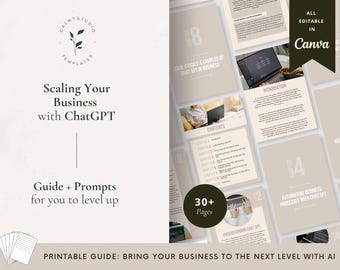 ChatGPT Prompts for Business, AI Productivity Workbook, Canva Template, Small Business Scaling Guide, Digital Entrepreneur Tools