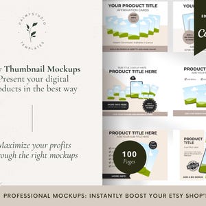 Etsy Thumbnail Mockups Canva Template, Digital Product Thumbnails, Click-Worthy Listing Designs, Etsy Seller Marketing Kit