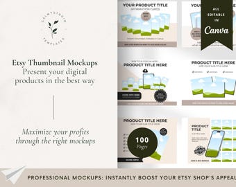Etsy Thumbnail Mockups Canva Template, Digital Product Thumbnails, Click-Worthy Listing Designs, Etsy Seller Marketing Kit