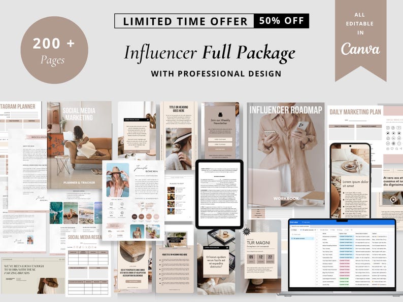 Influencer Starter Package | Content Creator Bundle | Canva Social ...