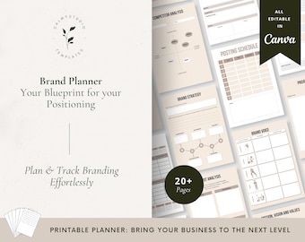 Brand Strategy Planner, Brand Identity Workbook, Canva Template for Entrepreneurs, Small Business Branding Kit, Creative Business