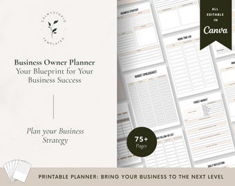 Business Planner for Entrepreneurs, Canva Template, Social Media Planner & Workbook for Small Business, Coaching Resources