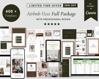 Airbnb Host Full Package: Digital Welcome Book Template (Canva)