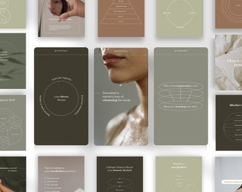 Wellness Instagram Templates: Minimalist Branding for Coaches (Canva Editable, Photos Included)