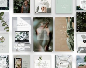 Green Social Media Templates: Canva Instagram & Facebook Branding (PDF Guide Included)