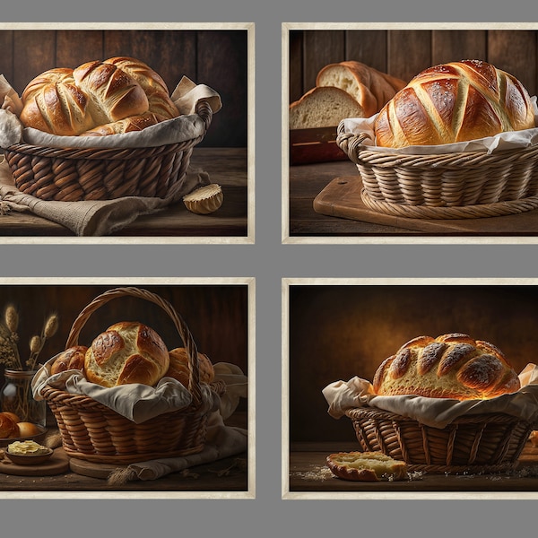 Basket of Freshly Baked Bread Set 01 - Digital Art