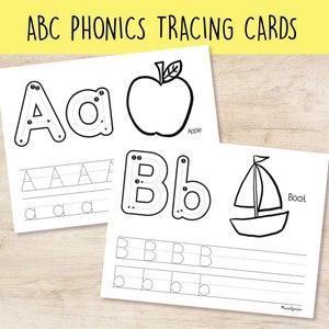 ABC Phonics Tracing Cards.  Alphabet handwriting practice, Preschool- Kindergarten Handwriting and Phonics practice PRINTABLES