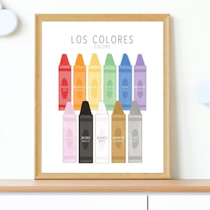 Bilingual Spanish and English Colors Poster, Los Colores Poster,  Spanish Classroom, Playroom Educational Decor, Digital Download PRINTABLE