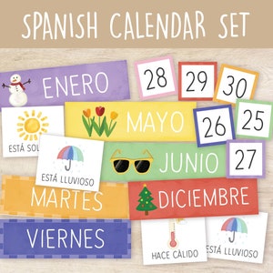 SPAANSE kalender Kit, klaskalender, zakkalender, El Calendario Classroom Homeschool, Spaans klasdecor, AFDRUKBAAR