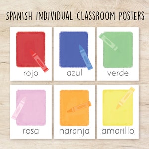 SPANISH Colors Posters, Los Colores Posters,  Spanish Classroom Decor, Playroom Educational Decor, Preschool posters PRINTABLE