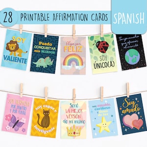 Tarjetas de afirmación positiva en español para niños, Tarjetas de afirmaciones positivas para niños en español, Afirmación diaria para niños IMPRIMIBLE