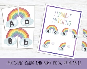 Alphabet Matching Cards, ABC Toddler Busy Book, A-Z Letters Puzzle, Preschool Binder, Alphabet Uppercase and Lowercase Matching, PRINTABLE