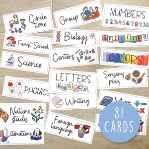 Visual School Schedule Toddler Kids, Homeschool School Subjects, Classroom timetable, Back to school, school day visual cards PRINTABLE