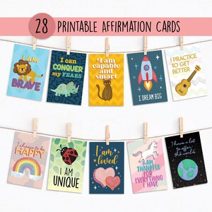 Positive Affirmationskarten für Kinder, Motivationskarten, Positivitätskarten, tägliche Affirmation, Achtsamkeitsgeschenk für Kinder, DRUCKBAR