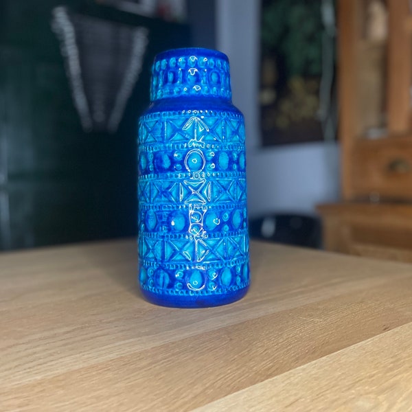 Vase Bay Keramik blau Midcentury Blumenvase