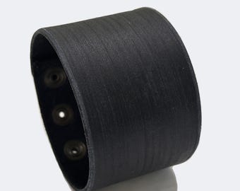 Handmade Wide Distressed Leather Cuff Bracelet - Adjustable Men's Wristband