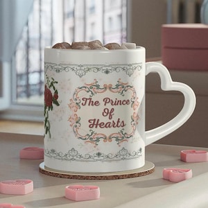 Tazza con manico a forma di cuore ispirata ai Jacks, a tema vintage, ispirata al Principe di Cuori, C'era una volta un cuore spezzato, OUABH