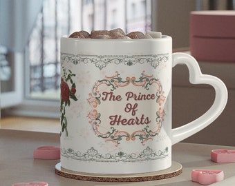 OUABH The Prince of Hearts Coquette Vintage Themed Jacks Inspired Heart-Shaped Handle Mug Once Upon A Broken Heart