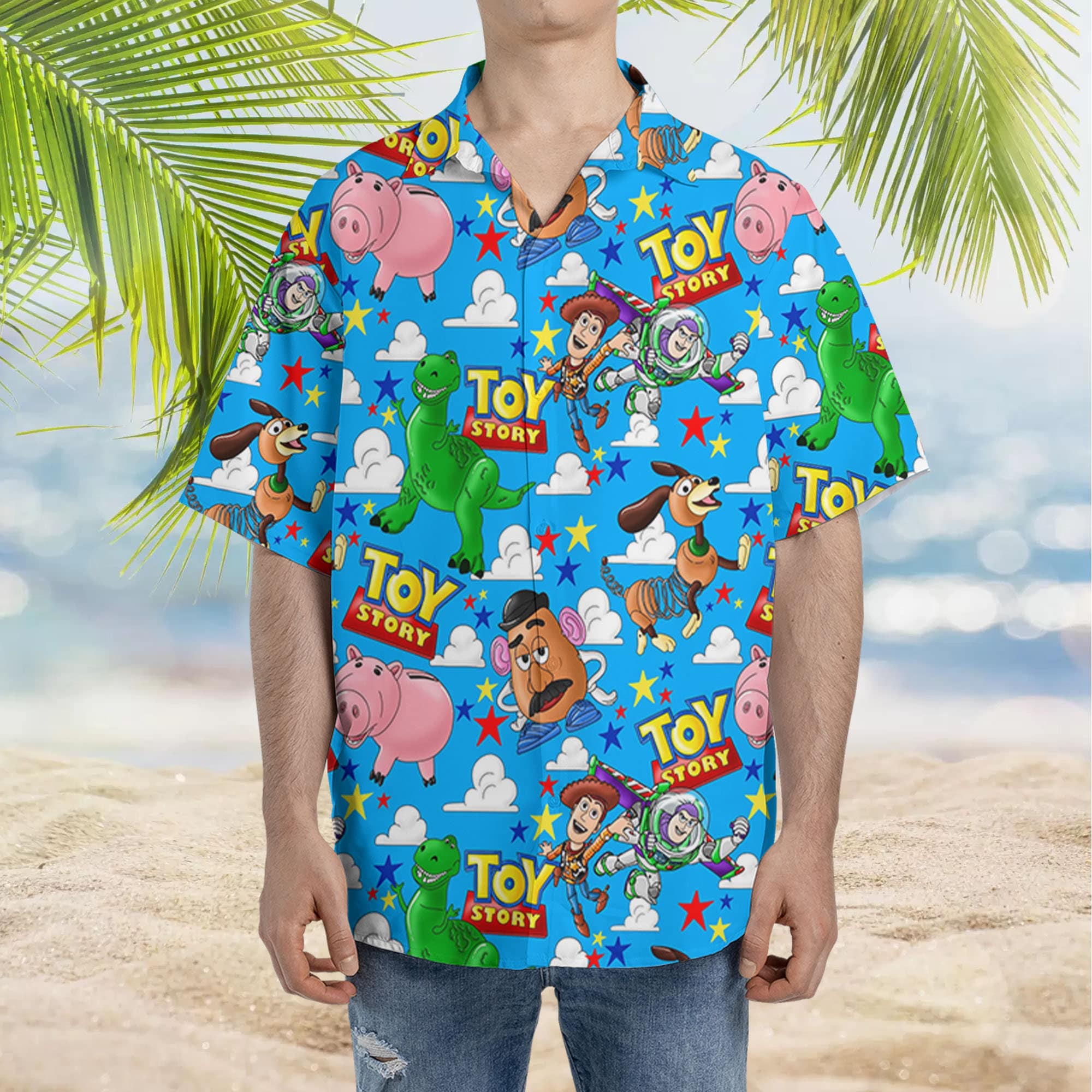 Toy Story Hawaiian Shirt,Disney Pixar Inspired Button
