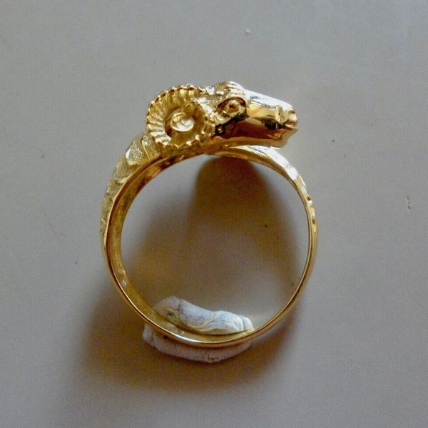 Solid Gold Ram Wrap Ring, Personalizable Open Ram Ring, Ram Aries Ring, Animal Skull Ring, 10k 14k 18k 22k Gold Ring, Free Express Delivery