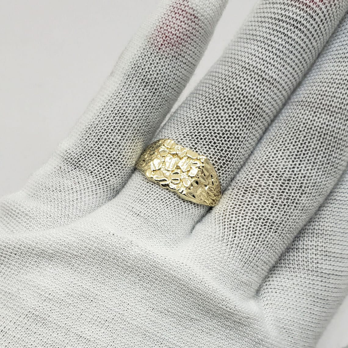 Solid Gold Square Nugget Ring Personalizable Unisex Square Etsy