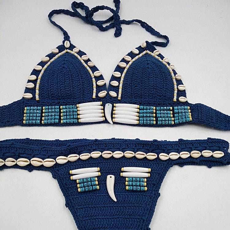 Fits All Knitted Crochet Two Pieces Tassel Off The Shoulder Top Short Bottom Swimsuit Set