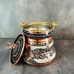 Handmade Copper Bucket: Turkish Yoghurt Pot, Decorative Storage Container
