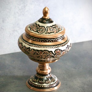 Copper Candy Bowl, Traditional Turkish Delight Bowl With Lid image 2