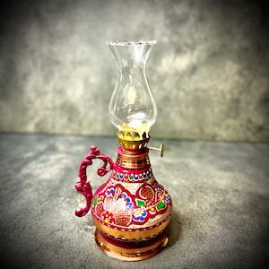 Handmade Turkish Copper Oil Lamp: Vintage Kerosene Lantern Decor