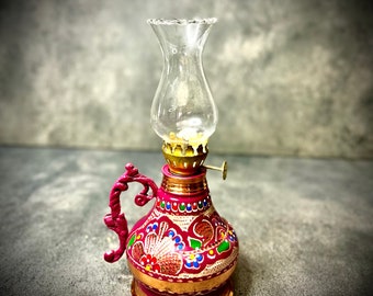Vintage Turkish Copper Oil Lamp, Handmade Antique Copper Oil Lamp, Decorative Vintage Copper Kerosene Lamp, Copper Antique Kerosene Lamp