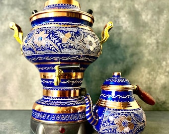 Turkish Copper Electric Samovar Tea Maker,Copper Antique Handmade Copper Electric Samovar, Engraved Copper Electric Samovar, Russian Samovar