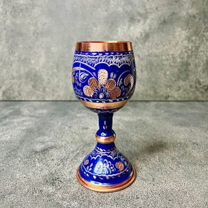 Handmade Engraved Copper Goblet: Unique Wineglass Gift