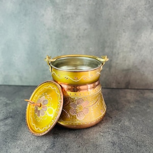 Handmade Copper Bucket: Turkish Yoghurt Pot with Lid