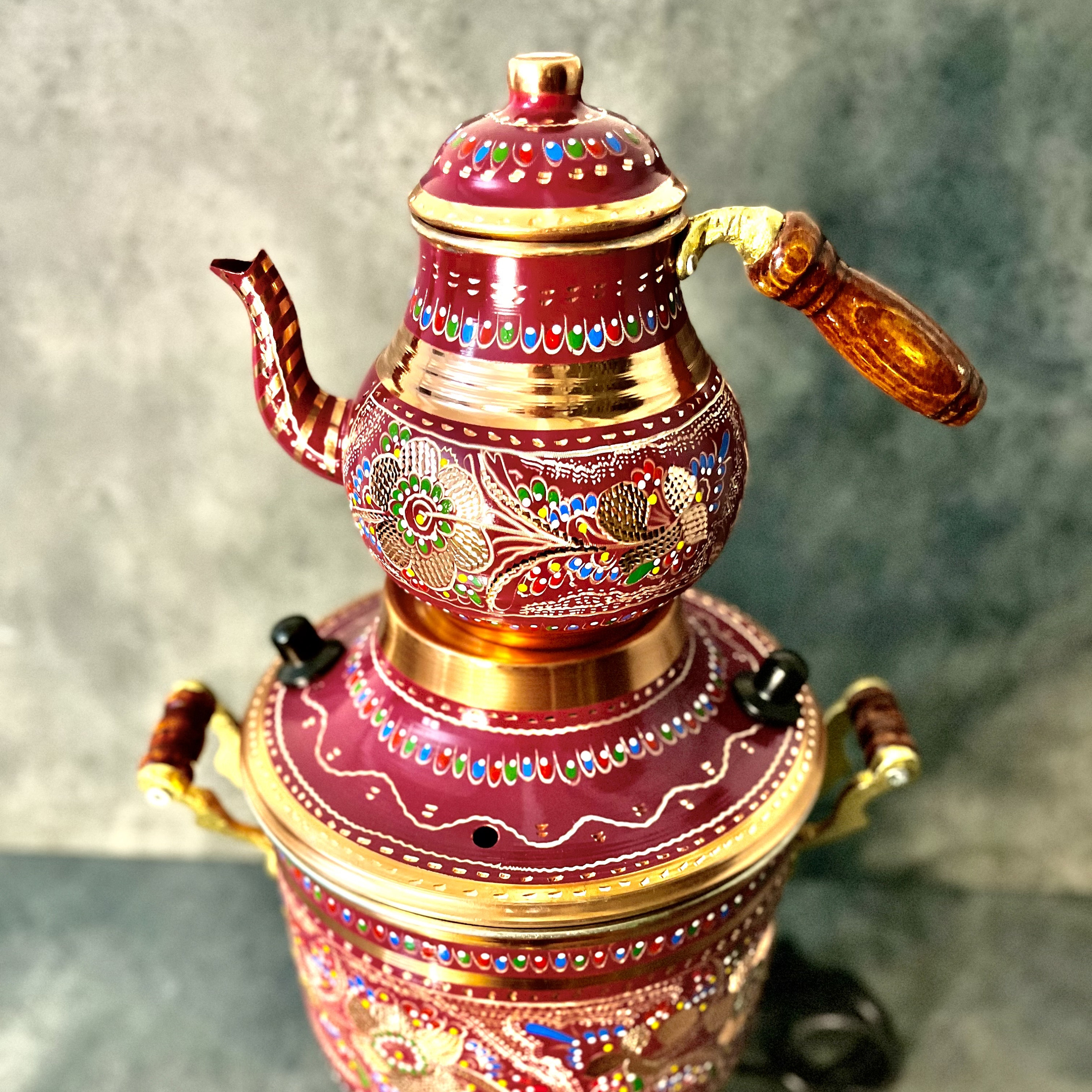 アンティーク サモワール 赤金装飾 ソビエトサモワール ティーメーカー 珍しいサモワール 古いサモワール