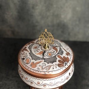 Hand Carved Copper Spice Bowl with Lid: Turkish Delight Bowl