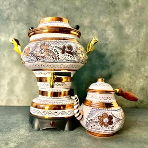 Handmade Engraved Copper Electric Samovar Tea Maker