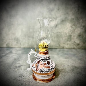 Vintage Turkish Copper Oil Lamp: Handmade Kerosene Lantern, Home Decor