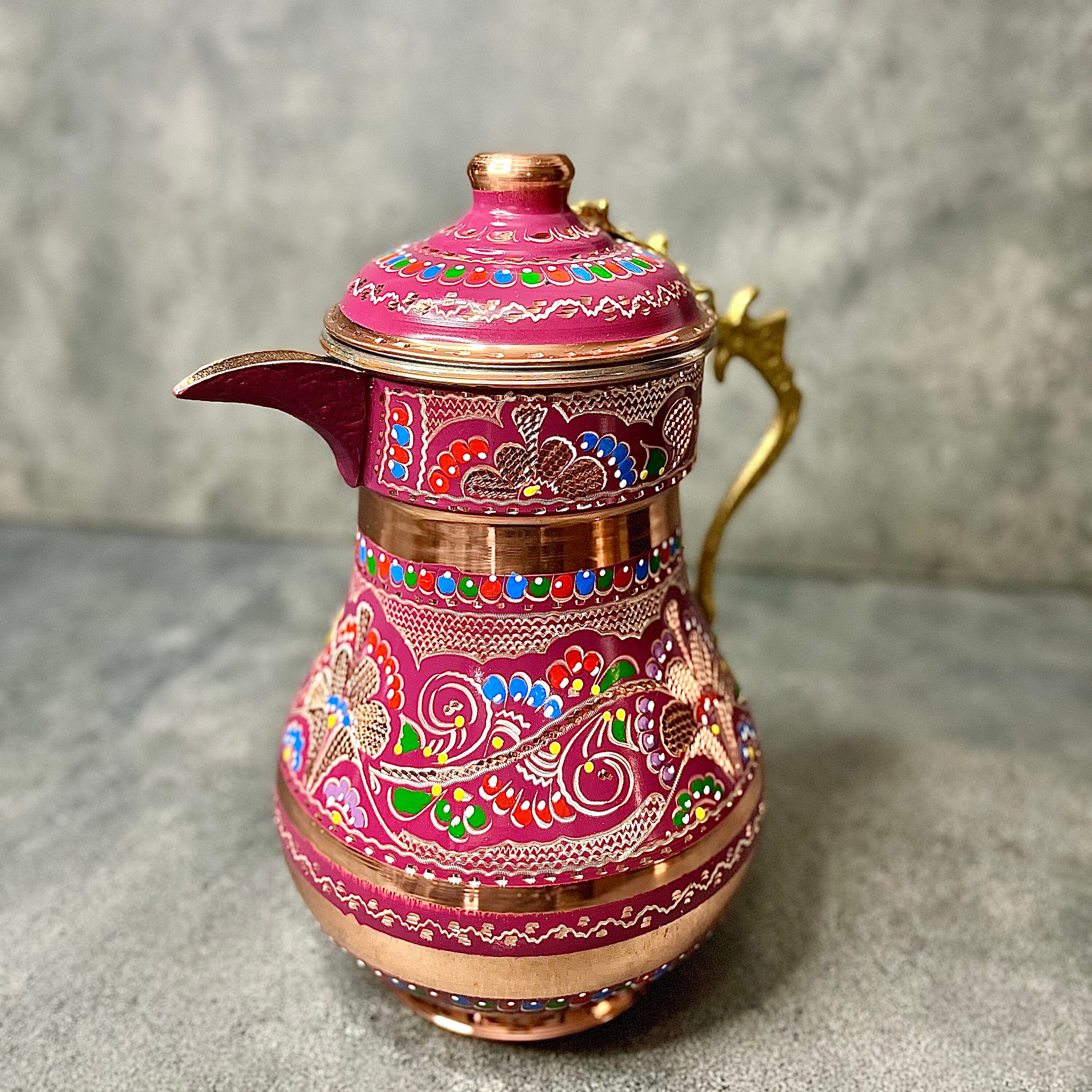 手作りのトルコ製銅製水差し：花柄の蓋付き水差し - Etsy 日本