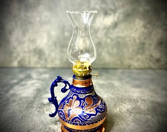 手作りのトルコ製銅製オイルランプ：ヴィンテージ灯油ランタン