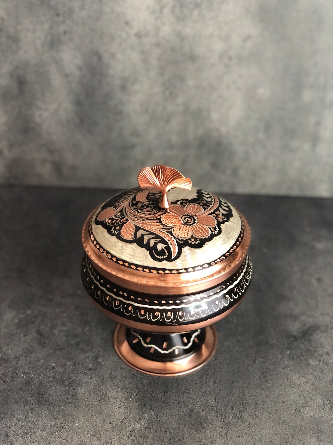 Copper Delight Bowl, Copper Sugar Bowl, Traditional Turkish Delight