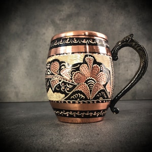 Copper Moscow Mule Mug, Engraved Solid Copper Mug Moscow Mule Mug, Handmade Copper Mug, Authentic Copper Mug 18,5 fl oz, Unique Copper Gift