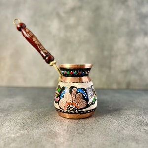 Engraved Copper Turkish Coffee Pot: Stovetop Briki