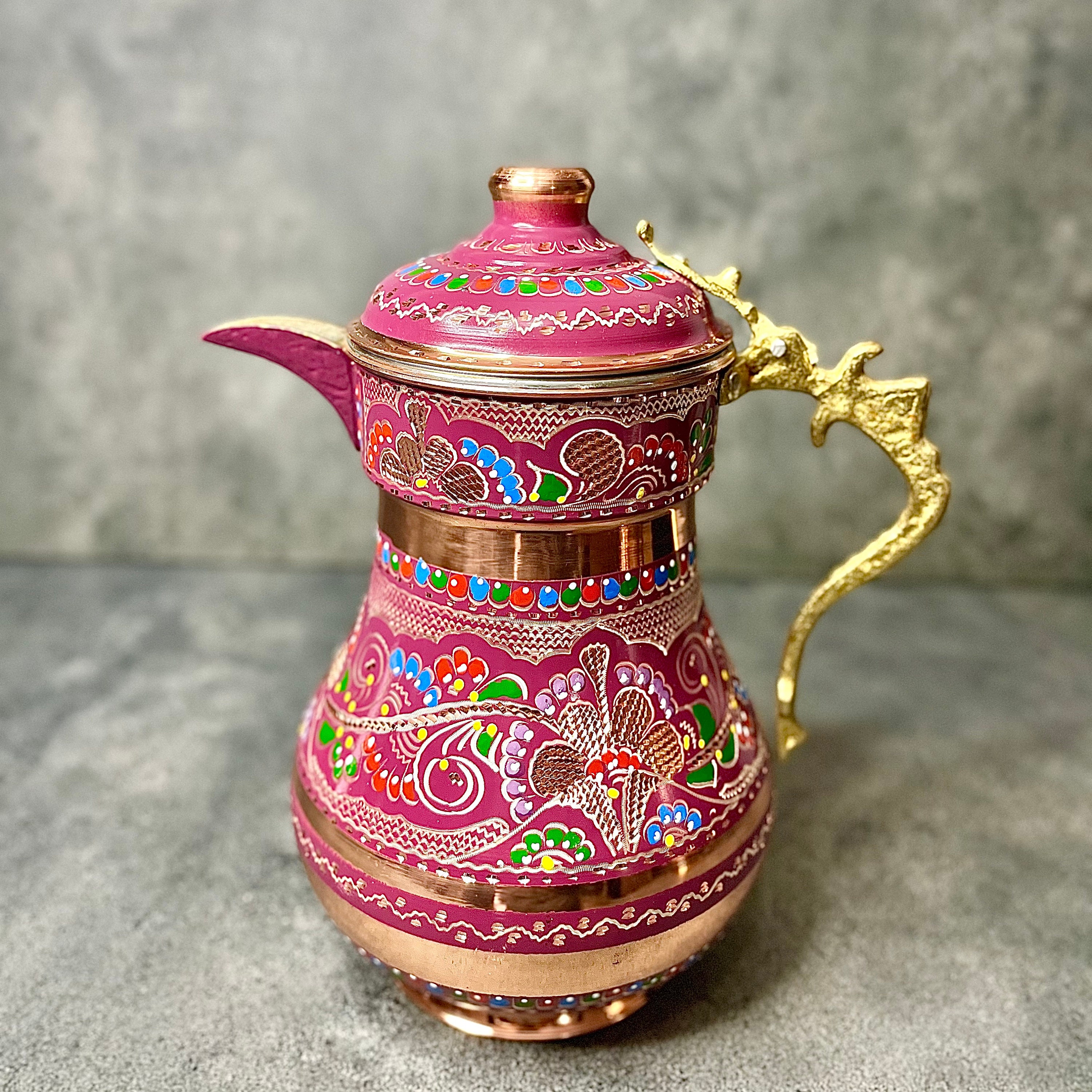 手作りのトルコ製銅製水差し：花柄の蓋付き水差し - Etsy 日本