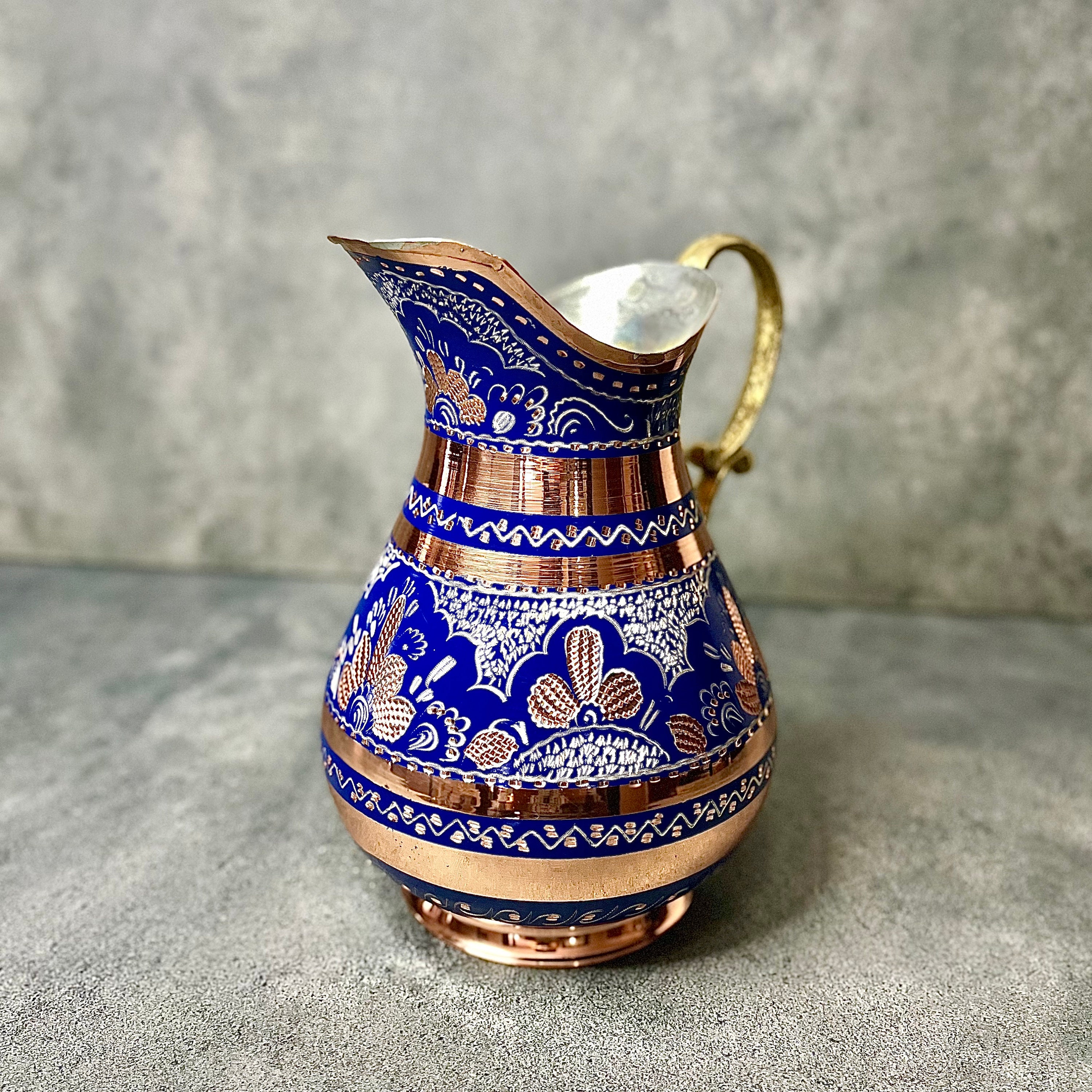 彫刻入り銅製ピッチャー：蓋付きトルコ水差し - Etsy 日本